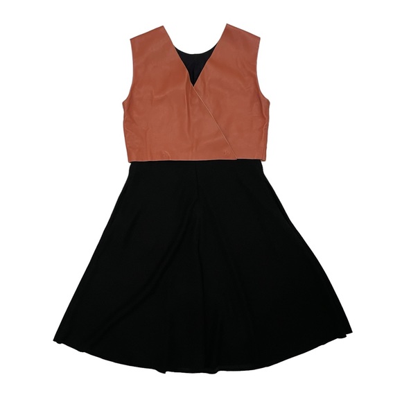 Vegan Leather Vest Dress, Midi Length with Pockets - Picture 3 of 11